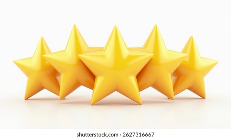 3D Vector Illustration Featuring Five Bright Yellow Stars
