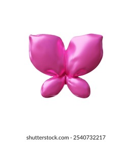 3d Vector illustration with a figure in the form of pink wings in the style of a balloon with a glossy surface. Ideal for futuristic design in modern projects