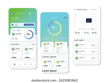 3D Vector illustration of flat style UI or UX design.