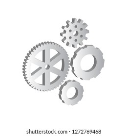 3d vector illustration of gears, cogwheels or cogs. Cog wheel as technical work, repair service and progress symbol