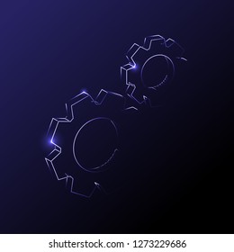 3d vector illustration of gears, cogwheels or cogs. Cog wheel as technical work, repair service and progress symbol