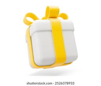 3D-Vektorgrafik-Geschenkbox. Weihnachten, Neujahr, Verkauf, Einkauf. Geschenkbox mit Schleifen Bänder. Geschenkbox für Valentine, Geburtstag, Urlaub. 
