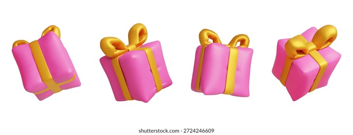 Conjunto de caja de regalo de Ilustración vectorial 3D.