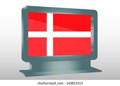 3D Vector Illustration of a Glass Holder isolated with the flag of Denmark