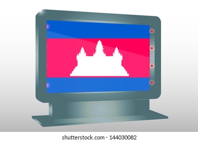 3D Vector Illustration of a Glass Holder isolated with the flag of Cambodia