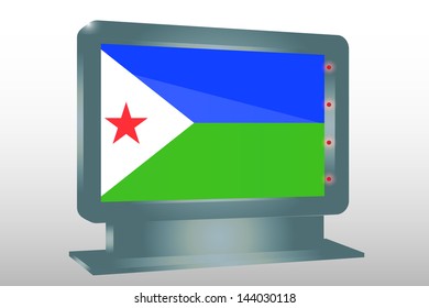 3D Vector Illustration of a Glass Holder isolated with the flag of Djibouti