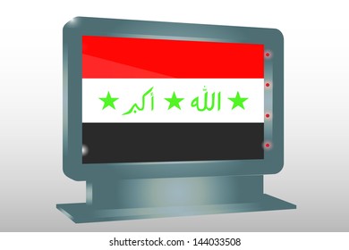 3D Vector Illustration of a Glass Holder isolated with the flag of Iraq