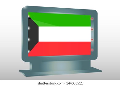 3D Vector Illustration of a Glass Holder isolated with the flag of Kuwait
