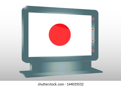 3D Vector Illustration of a Glass Holder isolated with the flag of Japan