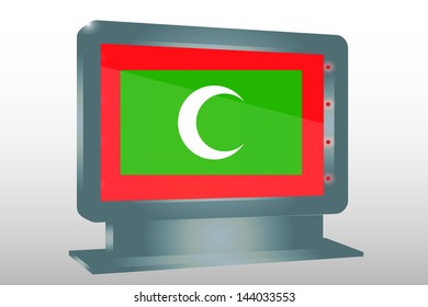 3D Vector Illustration of a Glass Holder isolated with the flag of Maldives