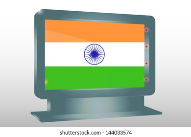 3D Vector Illustration of a Glass Holder isolated with the flag of India