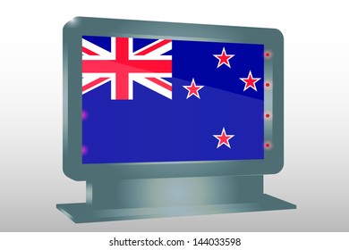 3D Vector Illustration of a Glass Holder isolated with the flag of New Zealand