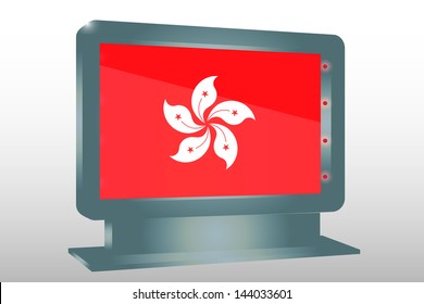 3D Vector Illustration of a Glass Holder isolated with the flag of Hong Kong