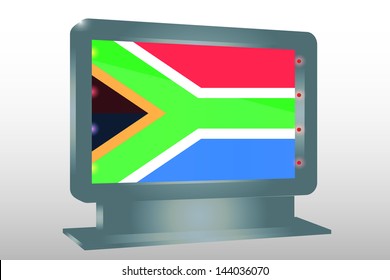 3D Vector Illustration of a Glass Holder isolated with the flag of South Africa