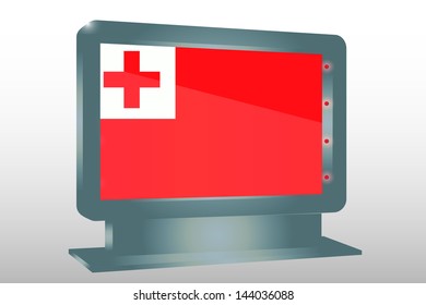 3D Vector Illustration of a Glass Holder isolated with the flag of Tonga