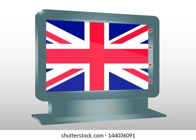 3D Vector Illustration of a Glass Holder isolated with the flag of the United Kingdom