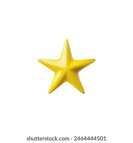 3D Vector illustration of a golden realistic five-pointed star with sharp ends on an isolated background, symbolizing leadership excellence or a trophy. Front view.