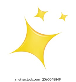3D vector illustration of golden yellow sparkling star icon. Conveys the concept of brightness and brightness for decorative symbols. enhance beauty perfection isolated on white background