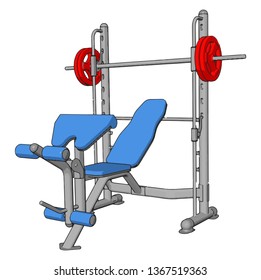 3D vector illustration of a gym device for lifting weights on white background