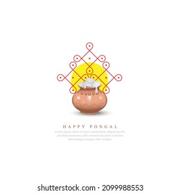 3D vector illustration of Happy Pongal Holiday of Tamil Nadu South India.