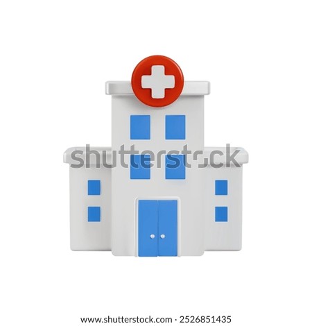 3d vector illustration of a hospital building with a sign of the cross. The medical center is a clinic and medical services for the treatment of patients