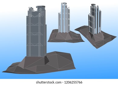 3D vector illustration of hotel building