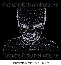 3D vector illustration of the human face. Conceptual image of the artificial intelligence.