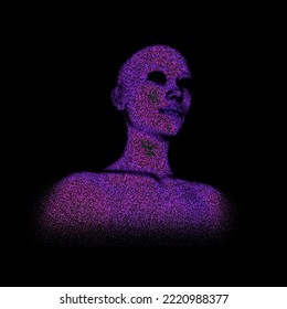 3D-Vektorgrafik des menschlichen Gesichts. Konzeptuelles Bild der künstlichen Intelligenz.