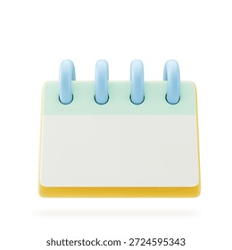 Ilustração do vetor 3d Ícone páginas do calendário e anéis. Renderização do planejador de programação diária. 