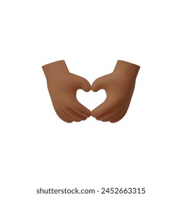 3D vector illustration icon of hands forming a heart shape, representing love, care, and affection