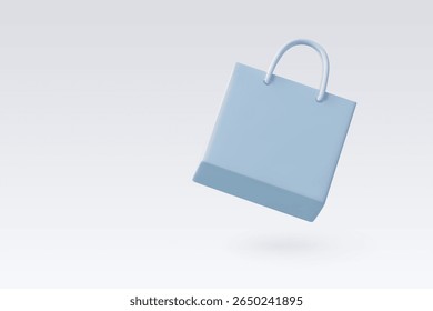 3D vector illustration of a light blue shopping bag, representing retail, online shopping, store purchases, fashion, and consumer goods.