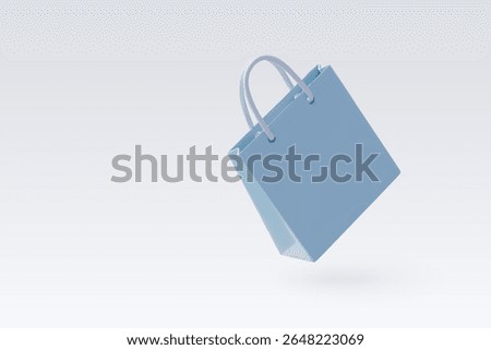 3D vector illustration of a light blue shopping bag, representing retail, online shopping, store purchases, fashion, and consumer goods.