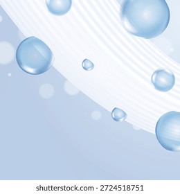 Ilustração vetorial 3D de uma gota líquida impregnando instantaneamente em fibras de tecido. Conceito para roupas esportivas úmidas, toalhas de alta absorvência e tecnologia de detergente para roupa penetrante