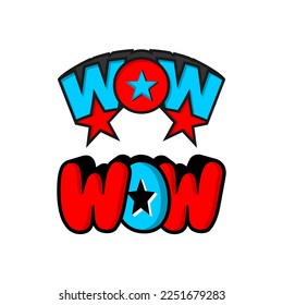 3D vector illustration logo design with letter WOW