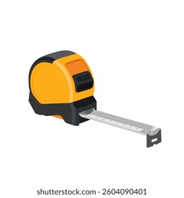 3D Vector illustration Measuring Tape on a white background, measuring tool, equipment, yellow