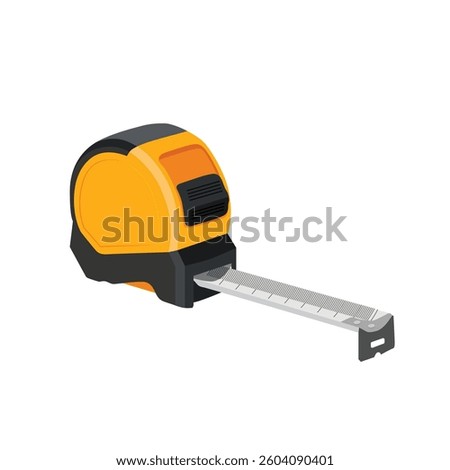 3D Vector illustration Measuring Tape on a white background, measuring tool, equipment, yellow