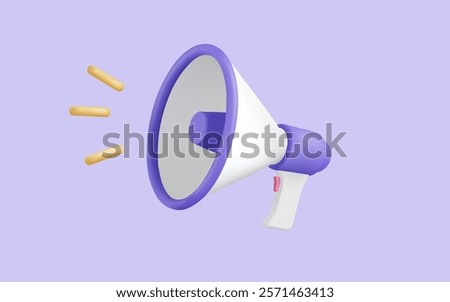 3d vector illustration of Megaphone loudspeaker icon isolated on pink background. Speaker icon,  Noise speaker. Speak news. Broadcasting, Announcement. Marketing time concept. cartoon minimal style