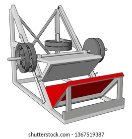 3D vector illustration of a metal gym device for lifting weights on white background