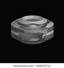 3D vector illustration of metal shape