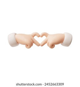 3D vector illustration of a miniature heart shape made by two hands coming together, a romantic and affectionate symbol.