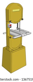3D-Vektorgrafik auf weißem Hintergrund einer gelben Metallschneidsäge
