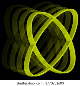 3d vector illustration of a pair of glowing yellow oval shapes with subtle shadows on a black background. eps 10