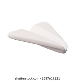 3D vector illustration of a paper airplane, white in color. Concept of technology, notification, newsletters, travel. Message chat. Emoji. Isolated background. Rendering.