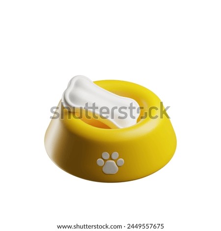 3D vector illustration of a pet bowl filled with bone-shaped treats, ideal for pet shop displays or animal care promotions. Delicious, and crispy treat design.