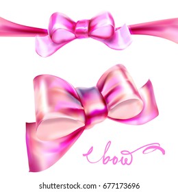 3d vector illustration pink bow ribbon gift