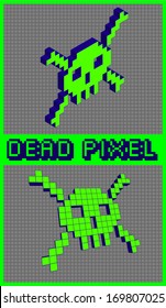 3d vector illustration of pixel skulls