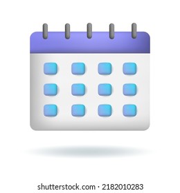 3d vector illustration. Planning concept.  Calendar icon. 