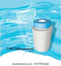 3d vector illustration, a pot on blue ocean background