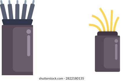 3d vector illustration of purple glowing usb flash drives with usb ports isolated on dark background
