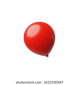 3D vector illustration of a red balloon. Shiny helium balloon. Inflatable party decoration. For birthday, anniversary, discount, promotion, festival. Isolated background. Icon.